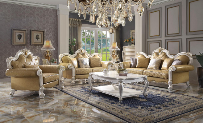 Klassesch Sofa Garnitur 3+2+1 Sëtzer Ledersofa Canapé Lieder 3tlg. Set