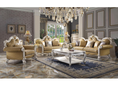 Klassesch Sofa Garnitur 3+2+1 Sëtzer Ledersofa Canapé Lieder 3tlg. Set