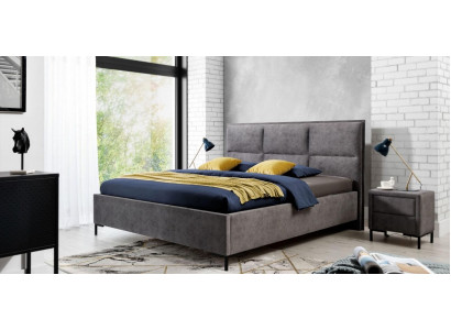 Bett Grau Schlofkummer Holz Miwwelen Textil Klassesch Art déco Stil