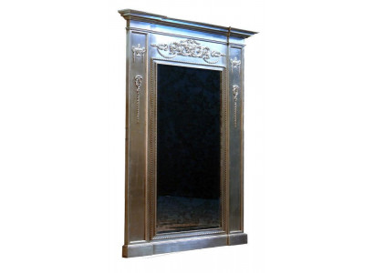 Spigel Sëlwer Barock XXL Grouss Mauer-Spigel Holz 132x14x220cm Kader