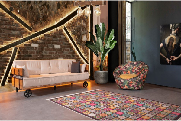 Luxus Sofa Couch Gepolstert Miwwelen 3+3 Sëtz Garnitur mat Dësch Loft