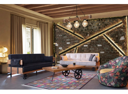 Luxus Sofa Couch Gepolstert Miwwelen 3+3 Sëtz Garnitur mat Dësch Loft