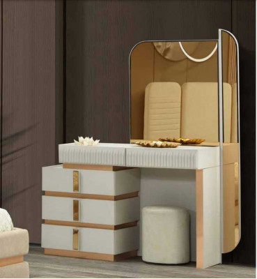 Modernen beige Schminktisch mat Spigel Héicht 180 cm luxuriéis Miwwelen nei
