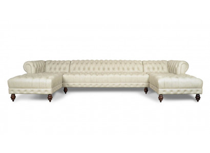 Chesterfield Canapé U-fërmeg Sofa Klassesch Lieder Wunnlandschaft Ecksofa - 366