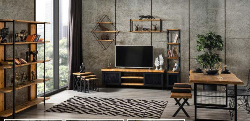 Design Bücher Regal Schaf Schief Holz Regaler 160x35x180cm Wunnzëmmer