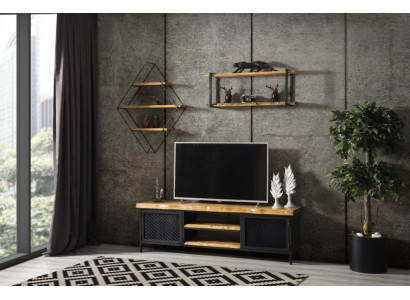 Pionéierzäit Miwwel Schaf Sideboard Holz RTV Lowboard Regal 3tlg. Set