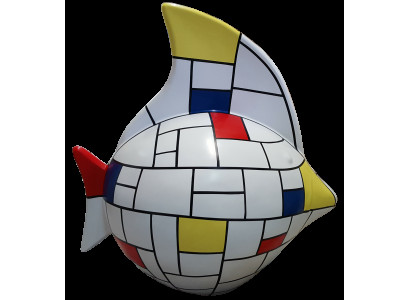 Skulptur Abstrakt Design Statu Bunt Figuren Handbemoolt Dekoratioun Fësch Neit