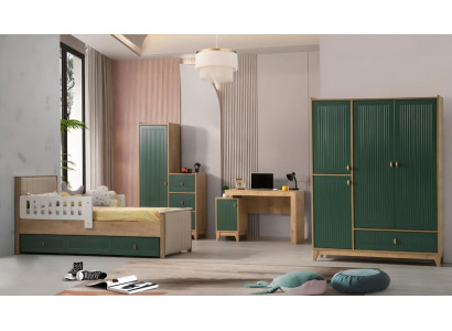 Kannerzëmmer Set besteet aus Bett+2x Kleederschaf+Schreifdësch 4tlg.