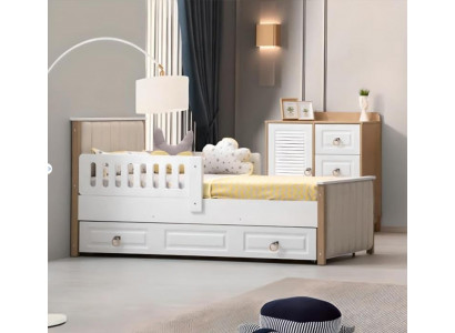 Bettgestell Kannerbett 200 cm Bett Kannerszëmmer Bettgestellen Wäiss Holz