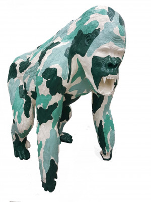 Gorilla Figur Statu Aff Figuren Statuen Dekoratioun Deko Design Gaart