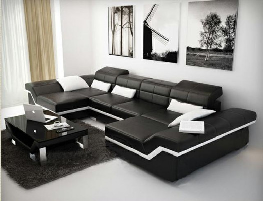 Grouss Canapé Lieder-Garnitur Polster Neie Ledersofa XXL Sofa Ecks-Sofa Wunnlandschaft