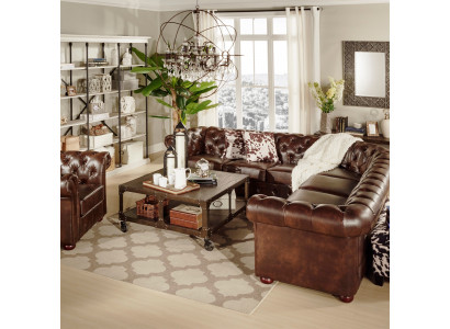 Chesterfield Ecksofa 3-E-3 Sofa Couchen Couch Polster Sofas Setz Lieder