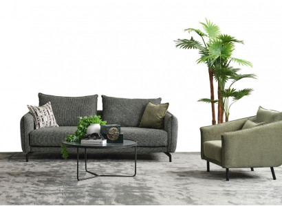 Wunnzëmmer Garnitur Sofagarnitur Dräisëtzer Fauteuil Grom Stoffsofa Set 3+1 Sëtzer