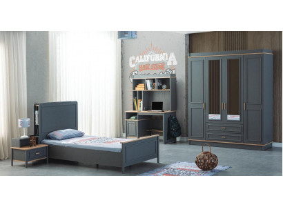 Kannerzëmmermiwwelen Kannerzëmmer Bett Kannerbett Gro Holz Set 4stéckeg
