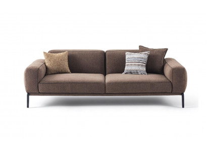 Modern Dräisëtzer Sofa 3-Sëtz Couch Brong Stoffssof Stoff Modern Polstersofa
