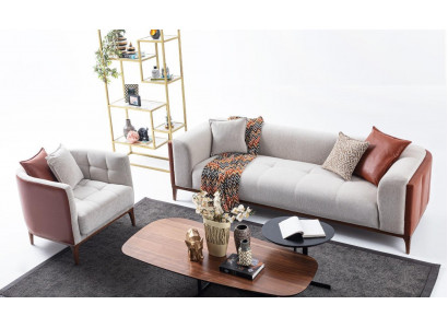 Modern Garnitur Drësëtzeger Fotell Sofa Stoff Gro Polstersofa Set 3+1 Sëtzer