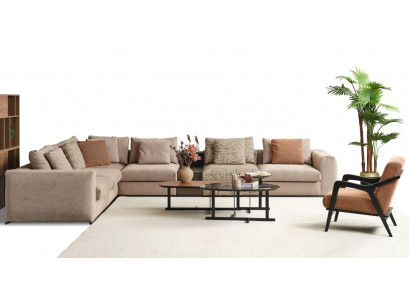 Eckcouch L Form Grouss Wohnlandschaft Canapé Beige Modern Polsterdivan