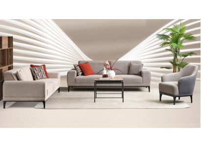 Sofagarnitur Drësëtzeger Eensëtzer Fauteuil Sofa Stoff Gro Stoffsofa Set 3+3+1