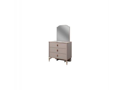 Kommod Garnissage mat Spigel Holz Kannerzëmmer Beige Konsol-Set