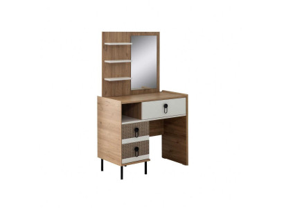 Schmincktisch Garnitur mat Spigel Holz Schlofzëmmer Braun Konsole Set
