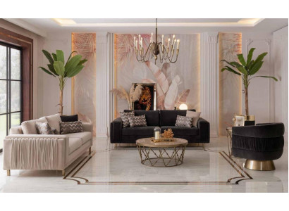 Elegant Sofa-Garnitur Sofa 3+3 Sëtzer mat Fotell fir Wunnzëmmer Nei Designen