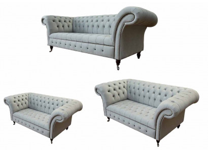 Set Design Canapéen Sofagarnitur 3+2+2 Sëtzer Polster Stoff Modern