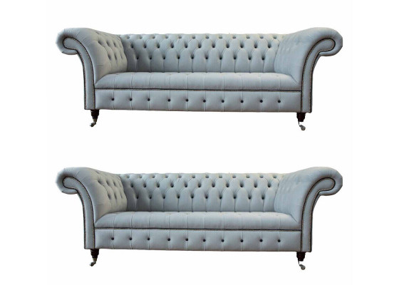Designer Wunnzëmmer Set 2x 3 Sëtzer Canapéë Luxus Wunnzëmmer Set Miwwelen
