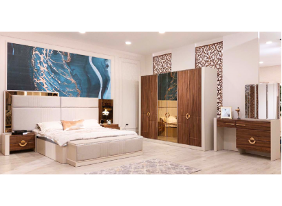 Schlofkummer Miwwelen Modern Set 6-deeler Designer Ariichtung Nei Duebelbett