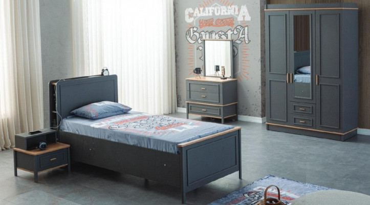 Kannersmiewel Garnitur Kannerzëmmer Bett Kannerbett Gro Holz Set 5 Deeler