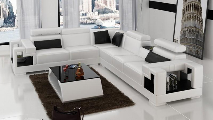 Ecksofa Lieder + Couchtisch Eck Canapé Couch Polsters Garnitur Wunnlandschaft Eck