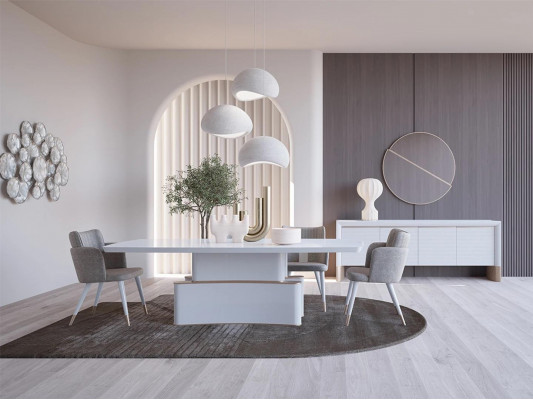 Luxus Iesszëmmer Set Iessdësch Design Buffetschaf Modern Miwwelen Iessgrupp