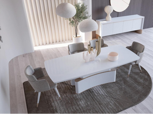 Luxus Iesszëmmer Set Iessdësch Design Buffetschaf Modern Miwwelen Iessgrupp