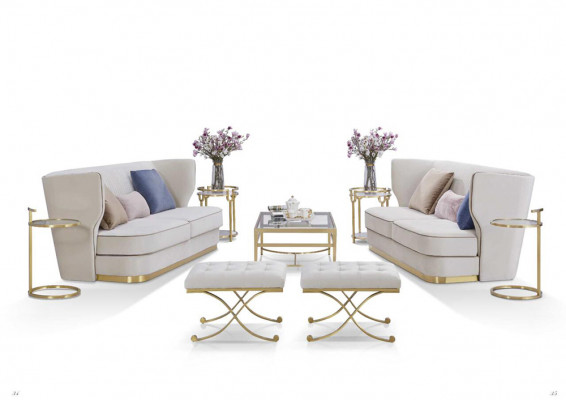 Italienesch Stil Sofagarnitur Sofa Canapé Komplett Set 3+2+2 Sëtzer Garnituren