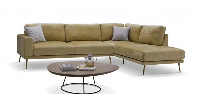 Designstoff L-förmeg Couch Wunnlandschaft Ecksofa Garnitur Modern Sofa Polster.