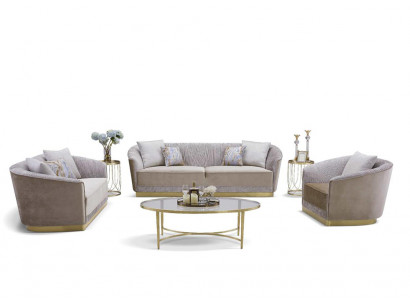 Sofagarnitur 3+2+1 Sëtzer Set Design Sofas Polster Couchen Modern Couch Samt