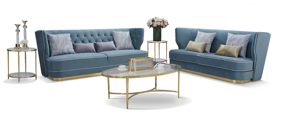 Italienesch Stil Sofagarnitur Sofa Canapé Komplett Set 3+2+2 Sëtzer Garnituren