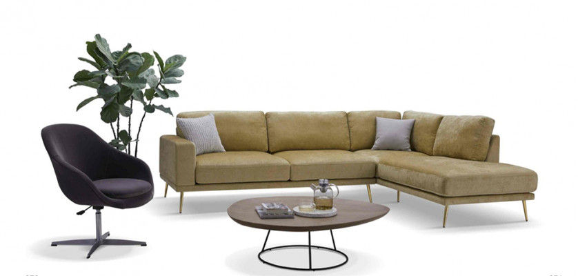 Designstoff L-förmeg Couch Wunnlandschaft Ecksofa Garnitur Modern Sofa Polster.