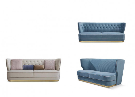 Italienesch Stil Sofagarnitur Sofa Canapé Komplett Set 3+2+2 Sëtzer Garnituren