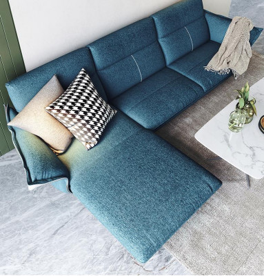 Stoff L-Form Canapé Wunnlandschaft Eckcouch Garnitur Modernen Design Bloe Canapé Nei