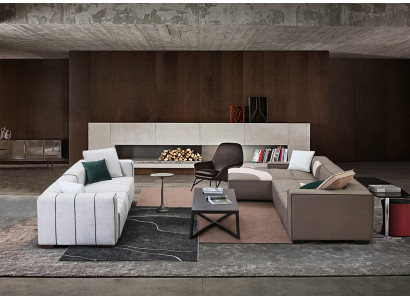 Wunnzëmmer Garnitur Design Ecksofa L-Form + Sofa 4 Sëtzer Polster Couche Lieder