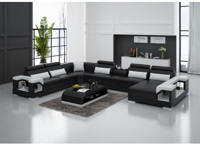 Designer Sofa Canapé Ecksofa mat Hocker Polster Garnitur Wunnlandschaft U-Form