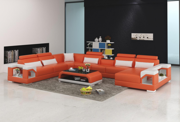 Designer Sofa Canapé Ecksofa mat Hocker Polster Garnitur Wunnlandschaft U-Form