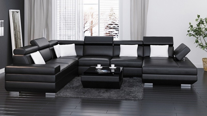 Modern Sofa Eckgarnitur U-Form Gepolsterte Ecke Couch Designer Sëtz Miwwel Couchen