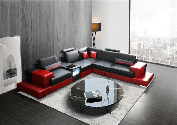 Canapé Ecksofa Lieder Wunnlandschaft Garnitur Design Modern Canapé L-Form Dësch