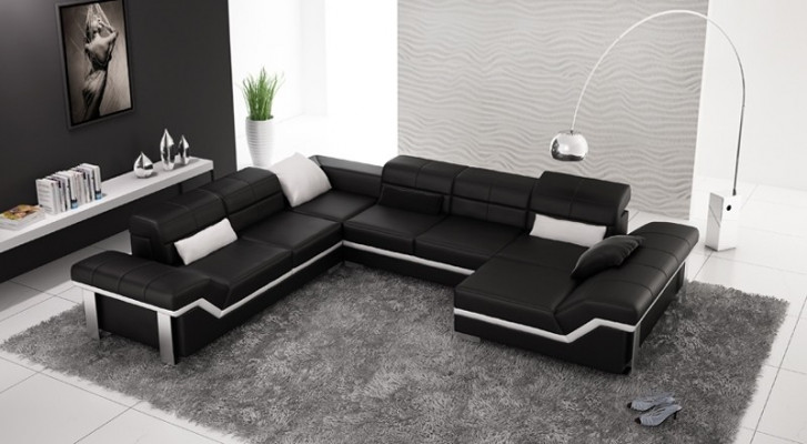 Eck Canapé Designer Sëtz Miwwel Couchen Modern Sofa Eckgarnitur U Form Polster.