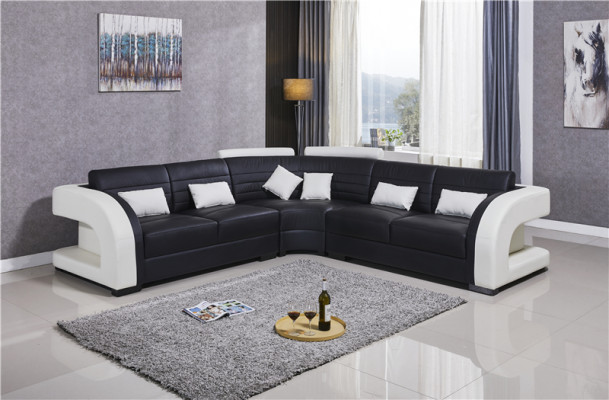 Garnitur Wunnlandschaft L-Form Nei Designer Sofa Canapé Ecksofa + Hocker Polster