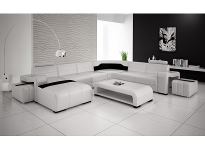 Luxuriéis Lieder Eckcouch Sofa Polster Eckgarnitur U Form Wäiss Sofaset Couch