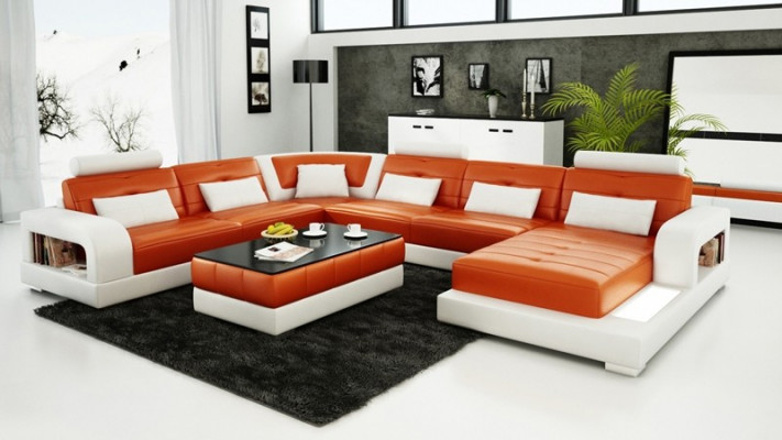 Moderne Ecksofa Polster Canapé Lieder Ecksofa Wunnlandschaft U-Form