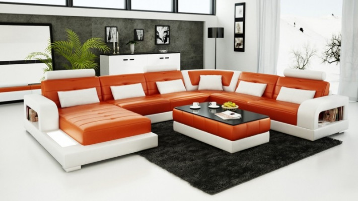 Moderne Ecksofa Polster Canapé Lieder Ecksofa Wunnlandschaft U-Form