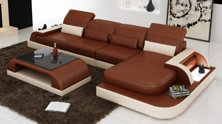 Couch Garnitur Polster Grouss XXL Sofas Couchen Sofa Wunnlandschaft Ecksofa + Dësch